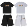 Designerkläder Mode Träningsoverall T-shirt T-shirt Sommar Ny Trapstar Bokstav Orange Grå Handduk Broderi Casual Set Kortärmade shorts för män Kvinnor Par