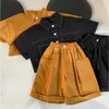 Familie passende Outfits Sommer Kinderkleidung Baby Jungen Kleidung Kinder Set Mode Hemd Shorts 2 Stück Geburtstag 2 9 Y 230506