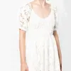 Casual Dresses Floral Print Lace Slim Sexig och Elegant Long U-Neck broderi Bubble Sleeve Resort Style For Women 2023