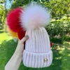 Berets Sale Fashion 2023 Real Fur Ball Hatts Winter Hat Cap Kids Boy Girl Aldult Håll varma stora Pom Poms skidpompom