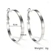 Hoop Earrings 2023 Punk Silver Color Metal For Women Trendy Large Circle 4/5/6cm Light Weight Earring Brincos Party Jewelry