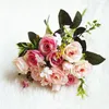 Flores decorativas Decorações de casa de rosa clássicas Casamento artificial de flor de seda 5 garfos 10 cabeças