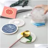 Sublimation Blanks Coaster With Cork Backing Pads Round Absorbent Ceramic Stone Heat Transfer Cup Coasters Drop Delivery Office Scho Dhrfu