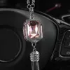 Pingente de carro de cristal espelho retrovisor de carro rosa enfeites de suspensão de carro diamante acessórios interiores para mulheres