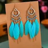 Boucles d'oreilles pendantes Boho classique Long gland pour les femmes à la mode créatif plume pendentif boucle d'oreille mode bijoux accessoires