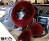 Steering Wheel Covers Winter Warm Wool Handbrake Cover Gear Shift 38cm 14.96"x 14.96" 1 Set 3 Pcs Purple Gray Gold Brown