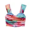 T-shirt 2022 Kvinnor Folds Tie Dye Tank Tops Backless Elastic Summer Slim Sexig Beach Party Fashion Casual Vintage Corset Top Free Frakt