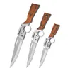 Couteaux de poche multifonctionnels avec torche LED manche en bois léger EDC outil tactique chasse Camping survie pliant AK47 couteau