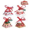 Gift Wrap 12pcs Christmas Candy Box Merry Kraft Paper Kids 2023 Xmas Happy Year Navidad Natal Packging Bag