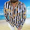 QNPQYX Camicie da Uomo Camicie Chemisier Vintage Casual Camicetta Hawaiana a Maniche Lunghe Autunno Vestibilità Ampia Stampa Blusa Modello Abbigliamento Uomo Grandi Taglie 3XL Camicetta