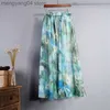 Skirts Summer Loose Skirt women Chiffon Floral Printed Women Floor-Length Long Beach Party Maxi Sundress T230506