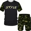 Herrspårar Taktisk camo-mäns kostym Summer Indian Outfit Casual T-shirt Shorts 2 Piece Set Fashion Sportswear Printed Set Man 230506