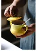 Bowls Confection-colored Double-ear Ceramic Stew Cup Steamed Egg Auxiliary Bowl Water-proof Bird's Nest Dessert With Lid