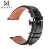 Watch Bands Fashion Brown Black Leather Strap 18mm 20mm 22mm 24mm Men Women band Universal Butterfly Buckle Band Bracelet 230506