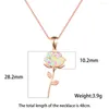 Chains Lovely Gold-Plated Rose Flower Pink Fire Opal Pendant Necklace For Gift