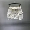 Przygotuj nieregularną kieszonkową spódnicę dżinsową dżinsową spódnicę ubrania letnie seksowne spódnice bioderowe A-ble dół streetwear GH910 230506