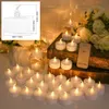 Ljus 24st flimrande LED -ljus tealights noremoteremotkontrollljus Flamelösa med batteri för bröllop hem jul dekor 230505