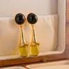 Stud Earrings Uworld Vintage Gold Plated Black Teardrop Egyptian Revival Dangle 18 K Charm Jewelry Orecchini Donna Gift