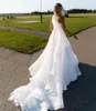 Eine Schulter A-Linie Brautkleid ärmellose Falte bodenlangen Organza böhmischen Strand Brautkleider Vestidos De Novia nach Maß