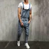 Mäns jeans män mager orolig knä rippad cyklist denim Bib overaller jumpsuits för man hi street spännande stretch byxor