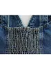 Camisoles Tanks TRAF Sexy Women Denim Corset Camisole Tops Casual Backless Sleeveless Elastic Back Summer Single Breasted Sling Tops 230506