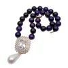 Hänghalsband Y.ying Purple Tiger Eye Halsband kubik zirkoniumposen vit skalpärl för kvinnor smycken