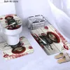 Vorhänge 3D-Druck Lustige Puppe Horror Puppe Duschvorhang Wasserdichter Vorhang Rutschfeste Badematte Set Toilettenteppiche Teppich Wohnkultur