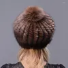 Boinas 2023 vendendo chapéu de inverno feminino e quente e triturador natural com grande pompom na boina superior