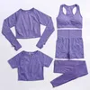 Women's Tracksuits Seamless Yoga Suit 2/3/5 Pcs Sports Shirts Crop Top Seamless Leggings Sport Set Gym Clothes Fitness Tracksuit Workout Set Femme P230506
