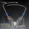 Kedjor GemstoneFactory Jewelry Big Promotion 925 Silver Dichroic Glass Blue Topaz damkedja Halsband 40cm 20233528