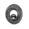 Rhinestone Black Flower Brooches For Women Fashion Vintage Scarf Buckle Brooch Elegant Wedding Dress Jewelry Accessories