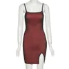 Casual jurken sexy mini jurk zomer mesh dubbele laag sexy magere rode jurk vrouwen mouwloos feest bodycon z0506