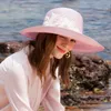 Chapéus largos de aba Lady Summer Sun Hat Fashion Moda Sol