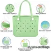 stylisheendibags Schoudertassen Baseball EVA strandtas Extra grote rubberen tas Zomer geperforeerde waterdichte draagtassen Zachte siliconen zwemhanddoeken Organizer Bags