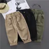 Shorts moda bebê menino calça casual botão de algodão infantil crianças crianças calças de calça longas roupas de calça soltas 1 10y 230506