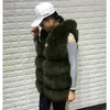 Gilets pour femmes #0403 noir blanc gris rose vert fourrure gilet manteau femmes à capuche sans manches veste gilet femme mince chaud hiver