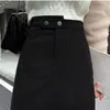 Spódnice kobiety swobodne mini spódnica panie zima moda koreańska japońska harajuku wysoka talia A-line solidne guziki Slim Office Streetwear 230506