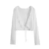 Mulheres Malhas Tee Verão Sun Proteção Casaco Lace Bow Ruffle Cardigan Camisa Feminina Blusa Tops para Mulher Cobre Blusa Branco Y2K Coreano 230506