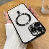 Plating Magsafe Magnetic Cates Magnetic Acturectiped Farely Cover Soft TPU Gover مع واقي أفلام عدسة الكاميرا لـ iPhone 15 14 13 12 11 Pro Max XR XS X 8 7 Plus