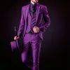 남자 양복 블레이저 최신 코트 바지 디자인 이탈리아 보라색 턱시도 재킷 슬림 핏 남자 양복 3 조각 블레이저 커스텀 신랑 무도회 테르노 마시클린 230506