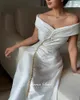 Partykleider arabisch weiß weiß Kurzes Dubai Abendkleid elegant vor Schulter Length Midi Formal für Frauen Hochzeit Gast SS486