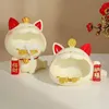 Decorative Objects Figurines Luck Fortune Cat Tray Ashtray Small Objects Sundries Storage Big Mouth Key Box Modern Living Room Office Home Decoration 230506