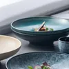 Kommen Japanse stijl creatief tafelwerk salade fruitkom keramiek grote ondiepe mond zakenmensen met onregelmatige koude gerechten lang