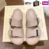 Fashion Hybrid Rubber Slide Luxury Slippers Designer Women Flat Heel Slides Summer Indoor Outdoor Sandals Beach Sandal Coral Tea