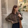 Kvinnors blusar plus storlek kvinna 2023 koreansk vårhöst lös rutig överdimensionerad skjorta kvinnor långärmad harajuku toppar blusas mujer