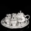 Teaware Creativo delicato set da tè con intaglio di rose in lega di zinco tazza da tè tazza da vino con vassoio Set da tè Kung Fu