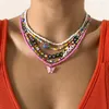 Chaînes mode coréenne coloré petite marguerite fleur perle collier pour femmes Boho papillon clavicule chaîne tour de cou Y2k bijoux