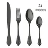 Dinnerware Sets Mirror Gold Cutlery Set Stainless Steel Flatware Fork Knife Spoon Wedding Silverware Drop