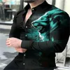 Chemises décontractées pour hommes Chemise pour hommes pour hommes Animal Tigre / Lion Revers extérieur à manches longues 3D Bouton d'impression Vêtements Vêtement Mode