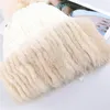 Beanies en kaliteli kadınlar kış patchwork gerçek aşağı şapka kapağı doğal pom pom beanie şapka bayan moda